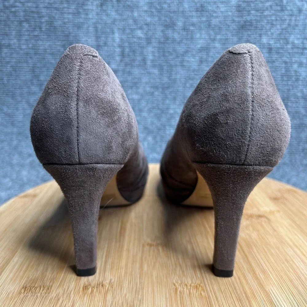 Clarks Heels Womens 8.5 Delsie Joy Suede Platform Pumps Gray Suede Leather EUC